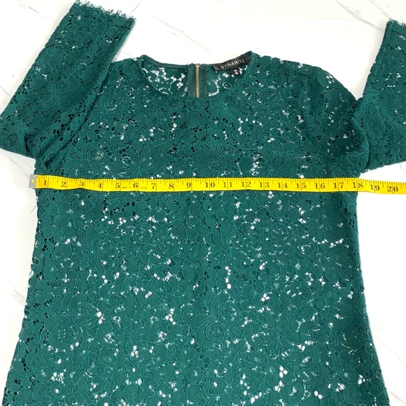 NWOT Dynamite Women’s Teal Green Lace Unlined 3/4 Sleeves Dress Size Small - Picture 11 of 15